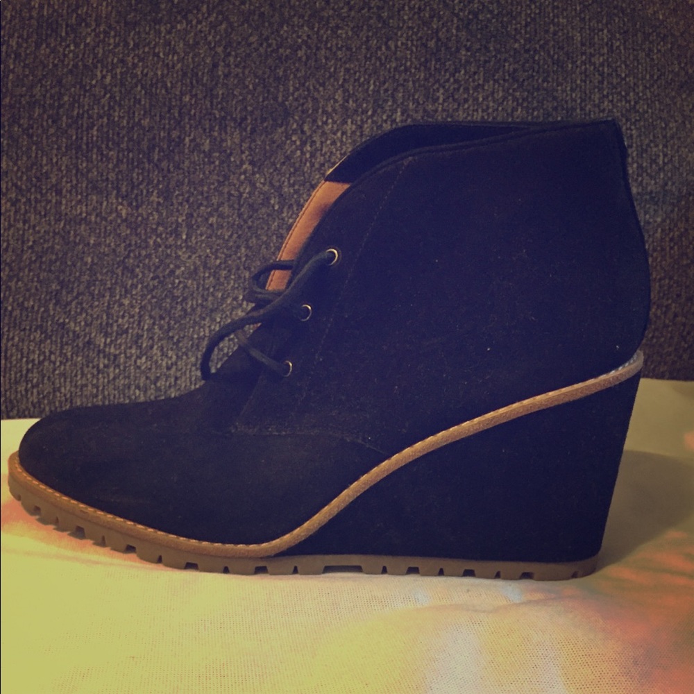 Coach black suede wedges